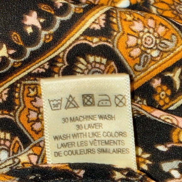 Anthropologie Let it Be Sleeveless Black, Orange & Cream Patterned Top Blouse - Picture 3 of 4